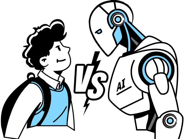 Изображение главного блока: человек и робот.