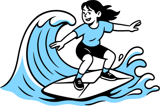 Изображение главного блока: сёрфингистка на конверте.