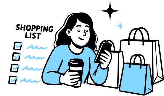 Изображение главного блока: девушка с покупками.